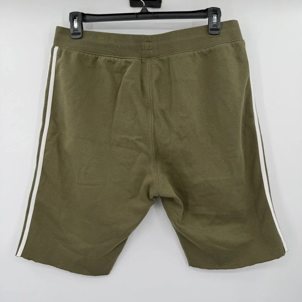 Adidas Originals Mens XL Olive Green 3-Stripe Fleece Sweat Shorts Trefoil Logo